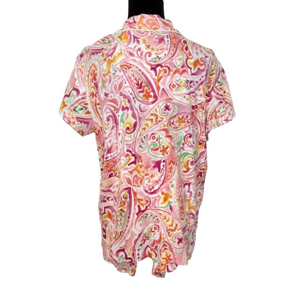 Lauren Ralph Lauren Black Label Boxer Pajama Set Button Up Pink Paisley Womens L - Picture 5 of 16